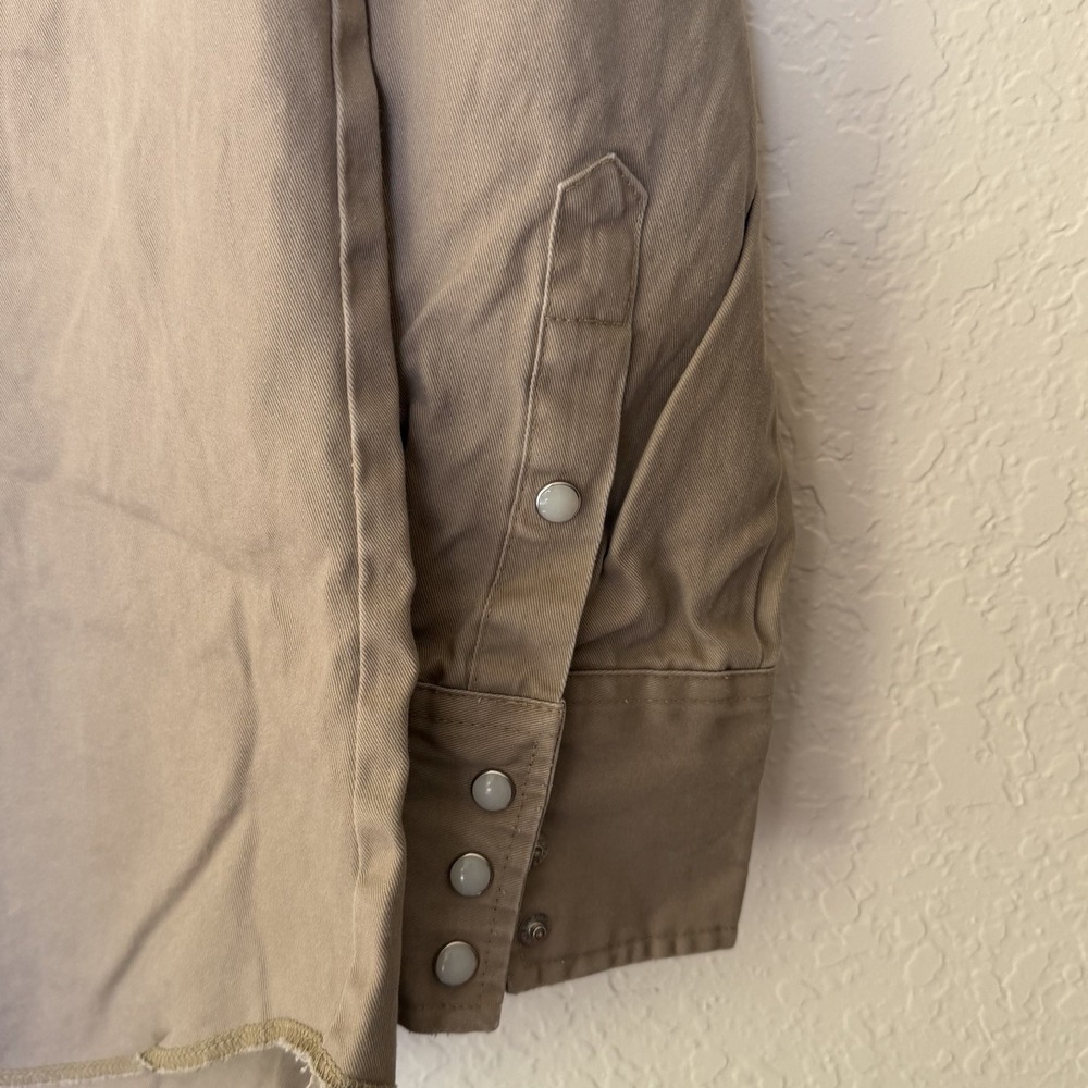 Wrangler Shirt Mens Medium Brushpopper Pearl Snap Vtg Western Work Rodeo Shacket - Picture 6 of 8